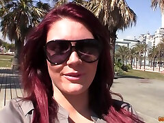 Native sexi mom faksan babe Emma Leigh flashes her big tits in public and gets fucked indoor