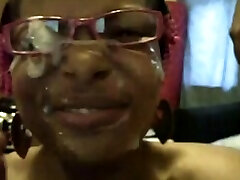 Black aboriginal couples in glasses webcam blowjob with creamy facial