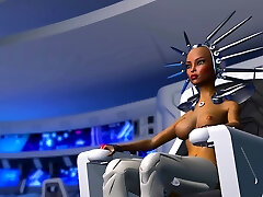 Super sexy android dickgirl fucks a hot ebony on a spaceship