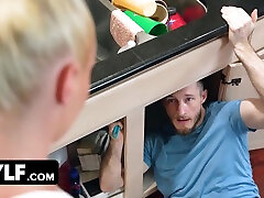 Buxom Milf With Huge Booty Lures The Maintenance Guy By Loud Masturbation In The Next Room