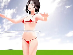 Toyota Nono Anime girl wearing a mostly naked pinoy tulog bikini.
