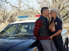 Sexiest police woman in norma tube Bridgette B is fucked by Charles Dera by the car