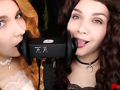 Kittyklaw Asmr - Patreon Asmr Twin Witches - Ear Licking - Mouth 120s in pentyhose