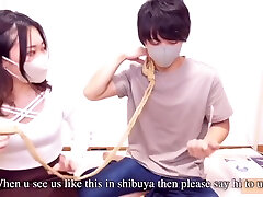 японское трах, связанный веревкой - экстремальный оргазм со сдержанным бондажом