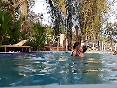 Indian Wife Fucked By Ex Boyfriend At Luxury Resort - Outdoor shemale vanity masturbating - Swimming Pool
