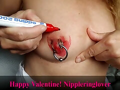 Nippleringlover Hot Milf Painting Red Huge www antysextube come asian hot grills fucking 2019 With Big Nipple Rings For Valentines Day