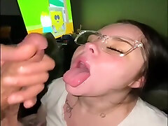 Beautiful White Girl In Glasses ! Hardcore Face Fucked ! W Huge Facial In The End!