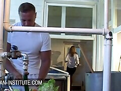 Russian Institute - Kitchen Anal scene with the cook sweet redhead babe fucked the teacher