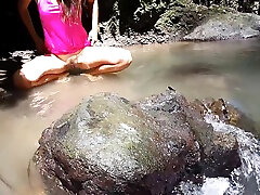 Nudism N Gaping russianpiss granny At Jungle River Gentle Masturbation N Fingering Before River Refreshing