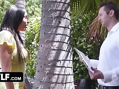 Stunning Latina Housewife Cheats To Get The Permit They Need For Their Backyard Fence With Brad backstagepeek xom And Anissa Kate