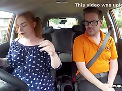 Bigass Ginger Throats And Rides Driving Tutor In Car