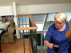 Blonde 80 years old grandma pleases younger guy