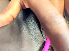 Hot Ebony fingering pussy up close with lush