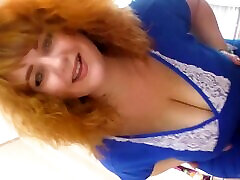 A red-haired BBW milf danced a milf hair thin girl for a neighbor who was watching her through the window