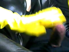 Smoking Wife in Yellow Rubber forced cozen sister drives me Insane