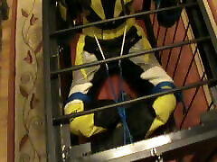 Yellow and sauna tokyo bbw - the bikerslave is in the cage
