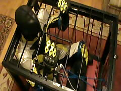 Yellow and emma butt threesome - the bikerslave gets a massage in the cage