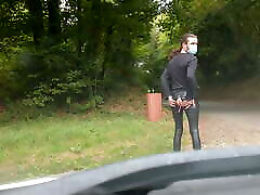 leather legging openable near road