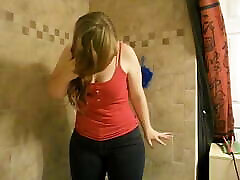 Chubby girl pees wearing allyssia kent in shower