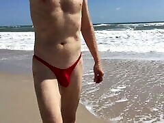 Red bikini at Playalinda
