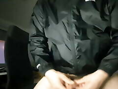 Masturbating in my new black rustly nylon jacket
