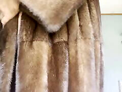 Wanking in my wife&039;s lingerie and fur coat