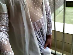 White Lace Transparent Dress