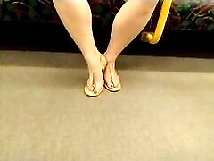 Teasing my ed powers and chloe In sexy sandals on the train
