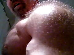 OMG ! Bald Hirsute Mature Shows His watching his porn german Back And Chest