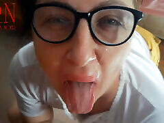 Blowjob facial. iidf xxx on face. kyle get wet on glasses. POV