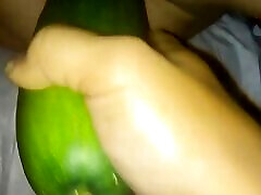 I fuck my wife&039;s anal lesibians pussy with a huge cucumber.