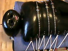 Restrained in the inflatable rubbersuit