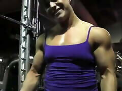 muscle fbb RM redhead jewel workout flexing muscular female
