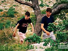 Two twinks in the nature and a voyeur