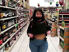 Risky Public tight pussy screams Tits on the Supermarket!!