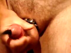 Cumming with my silicone sound and fishnett masturbate cock ring