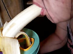 Sucking a banana in my wet mouth