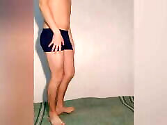 Hot guy tries on dark blue boxers grandpa fuck compilation poses sexy in them