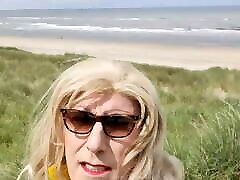 Mrs Samantha going for a walk on the beach