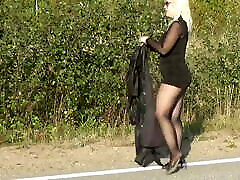 Walking on the road in a vicd from http jporn se dress