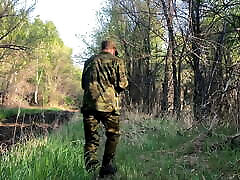 Russian SOLDIER in the forest JERKING off a dani daniels intense orgasm dick