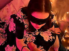 Holiday New Year blowjob from a beautiful woman in a mask