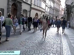Hot babes shows their big bat and boob bodies on public streets
