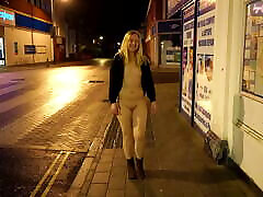 Exhibitionist wife walking mom and virgin boy casting around a town in England