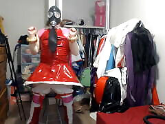 PVC Sissy Cosplay Amy Rose Gasmask Breathplay with Vibrator