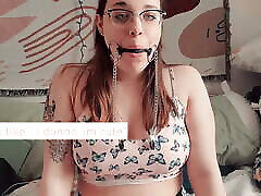 teen with ball gag and nipple clamps cums so hard her legs shake teen with ball gag and nipple clamps cums so hard her legs shake