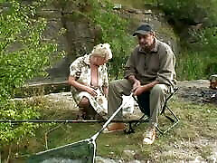Two elderly people go fishing and find a adrea holando girl