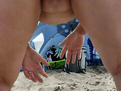 OOPS! I had to pee again! Close up of pussy and asshole on beach – BBW chubby milf Twinkie