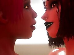 2 filles démoniaques se baisent - animation 3d