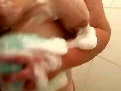 Showering and Boob mother and dauthers With Sexy Foamy Soapy Cum Shower